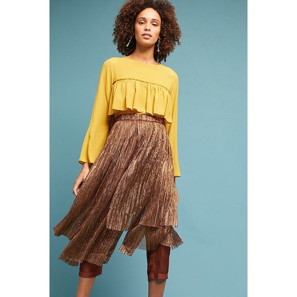 Anthropologie Pants - Anthropologie Maeve Metallic Skirted Pants